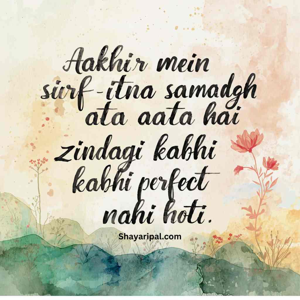 Beautiful two line life shayari image with floral background