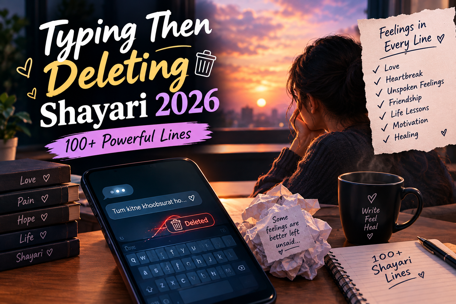 Typing Then Deleting Shayari 2026: 100+ Powerful Lines