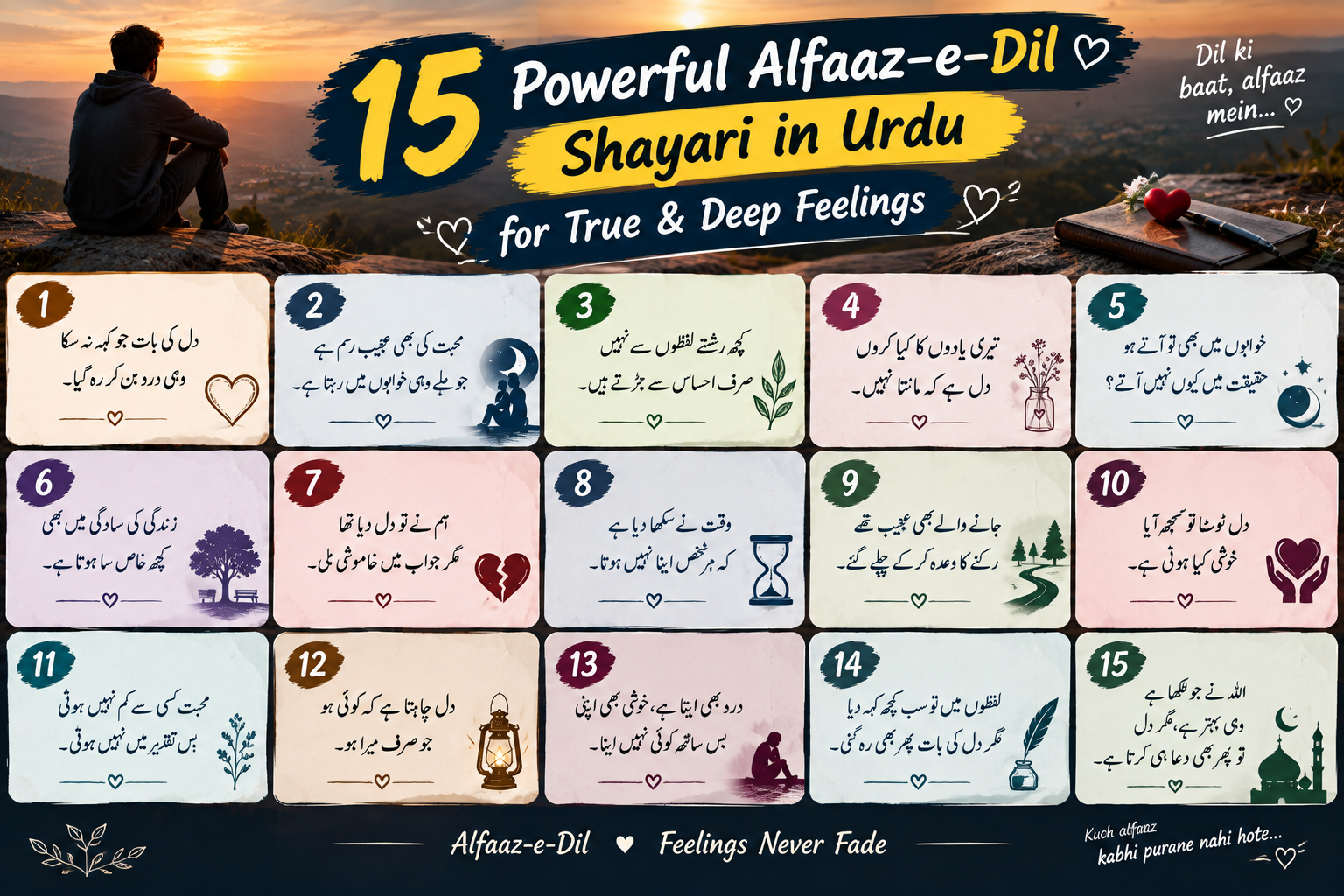15 Powerful Alfaaz-e-Dil Shayari in Urdu for True & Deep Feelings
