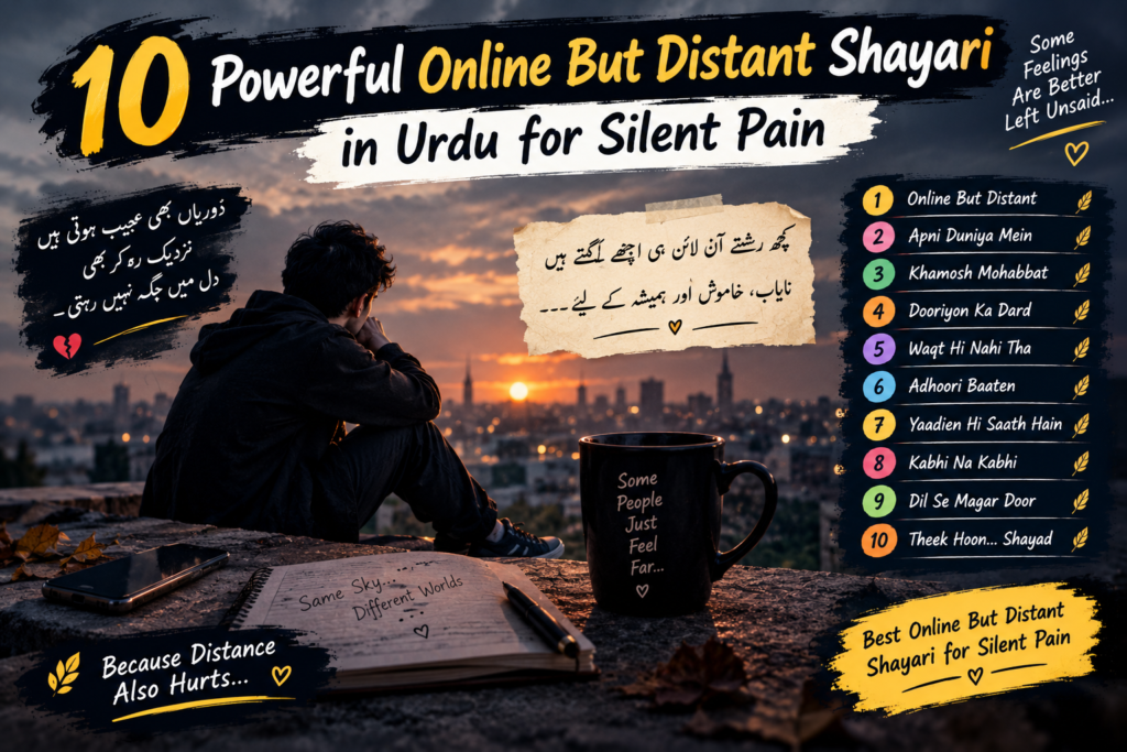 10 Powerful Online But Distant Shayari in Urdu for Silent Pain