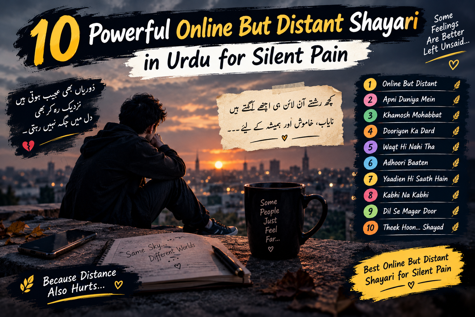 10 Powerful Online But Distant Shayari in Urdu for Silent Pain
